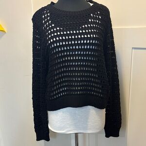 Halogen Black Open-Knit Women's Sweater
